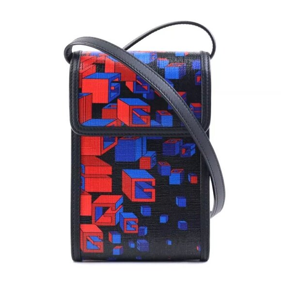 GUCCI Shoulder Bag Pochette Black/Blue/Red PVC/Leather - Picture 1 of 14